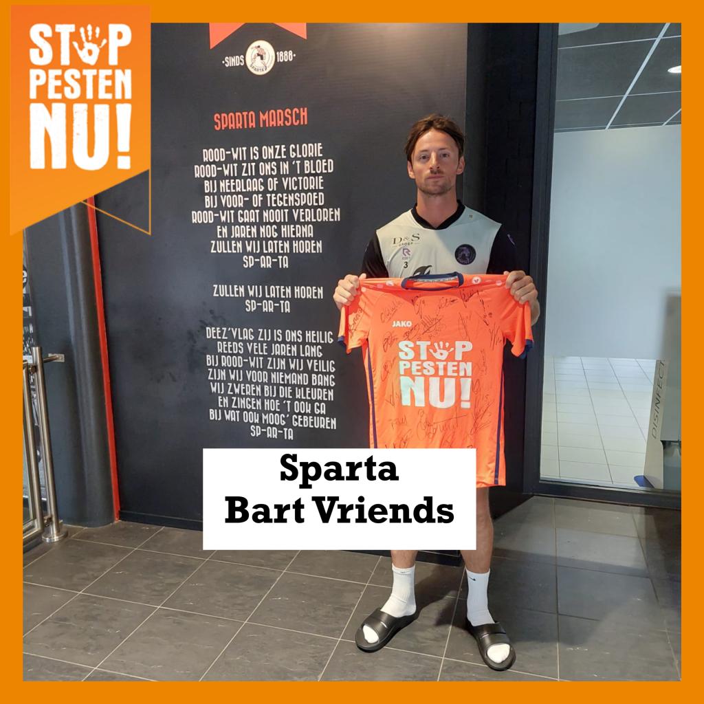 Bart Vriends van Sparta steunt de actie tegen pesten van Stop Pesten Nu