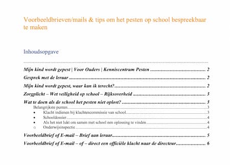 Voorbeeldbrieven om pesten op school bespreekbaar te maken