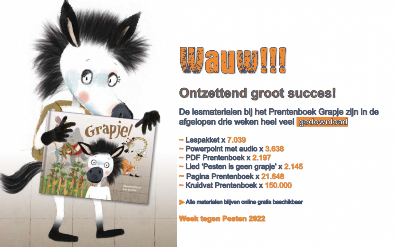 Lespakket bij Prentenboek Grapje meer dan 7000 keer gedownload Week tegen Pesten 2022