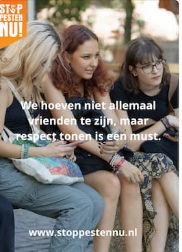 Poster VO-scholen en MBO We hoeven niet allemaal vrienden te zijn, maar respect tonen is een must.