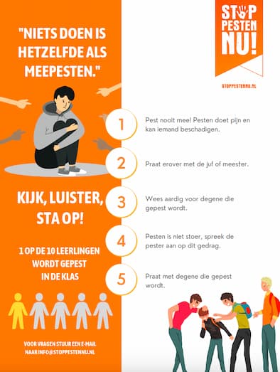 Poster Niets doen is hetzelfde als meepesten