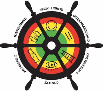 Een afbeelding van het stuurwiel van het Vlaggensysteem