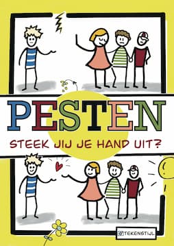 Poster, Pesten steek jij je hand uit van Rinske Jansen tekenstijl